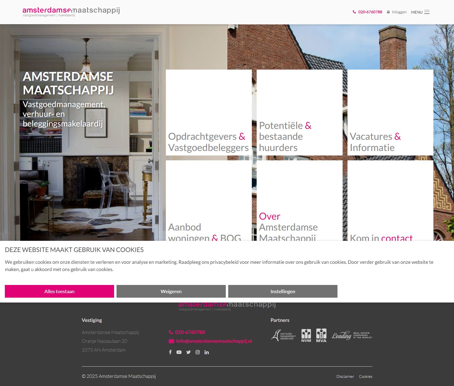 Screenshot van de website van www.amsterdamsemaatschappij.nl