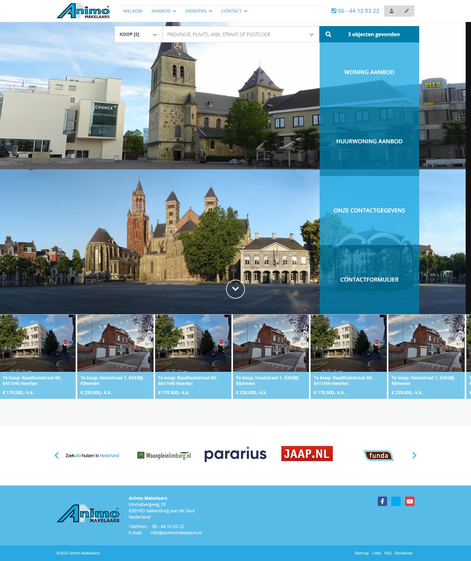 Screenshot van de website van www.animomakelaars.nl