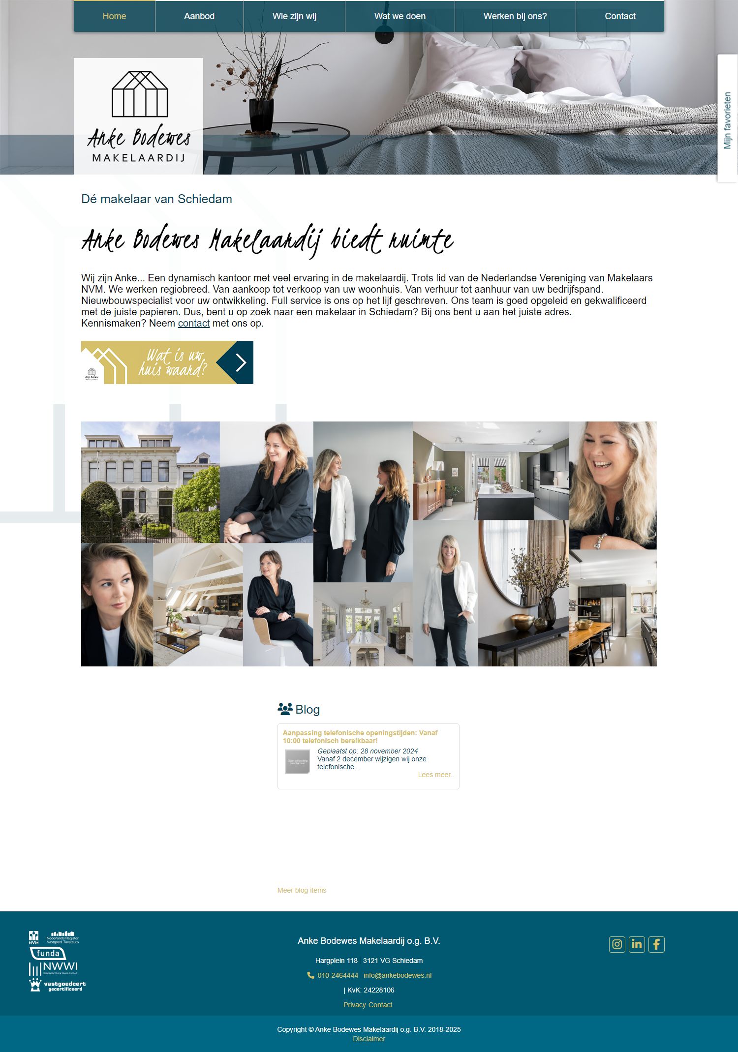 Screenshot van de website van www.ankebodewes.nl