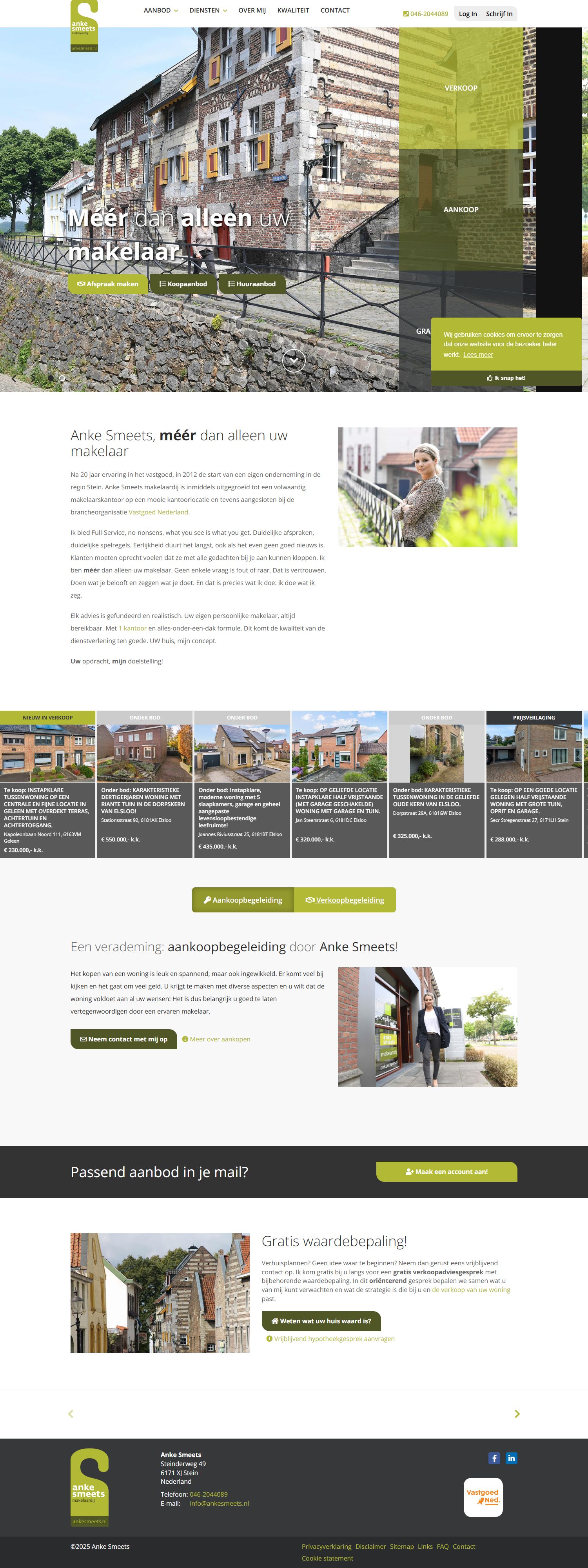 Screenshot of the website of www.ankesmeetsmakelaardij.nl