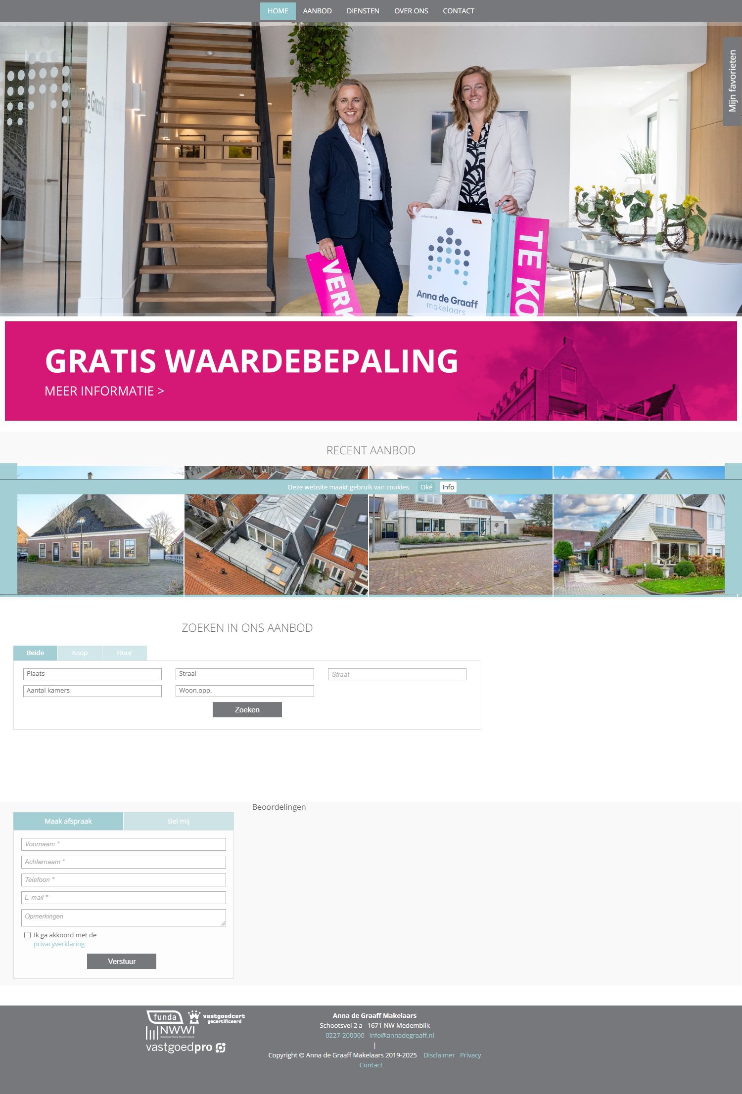 Screenshot van de website van www.annadegraaff.nl