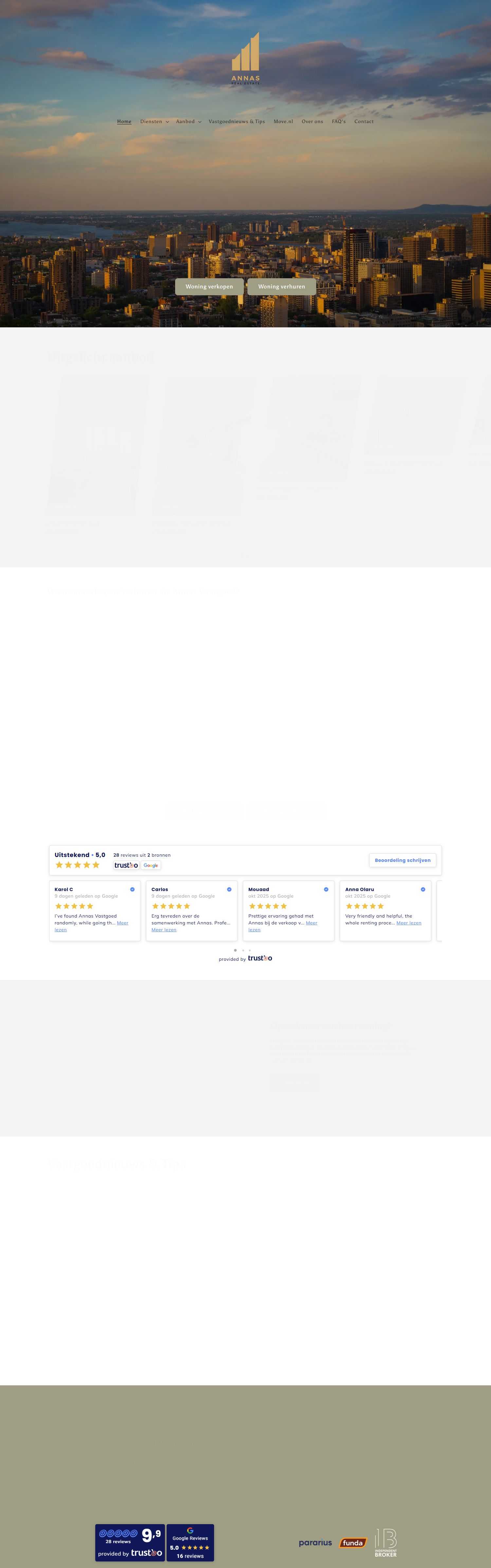 Screenshot van de website van www.annas-vastgoed.nl