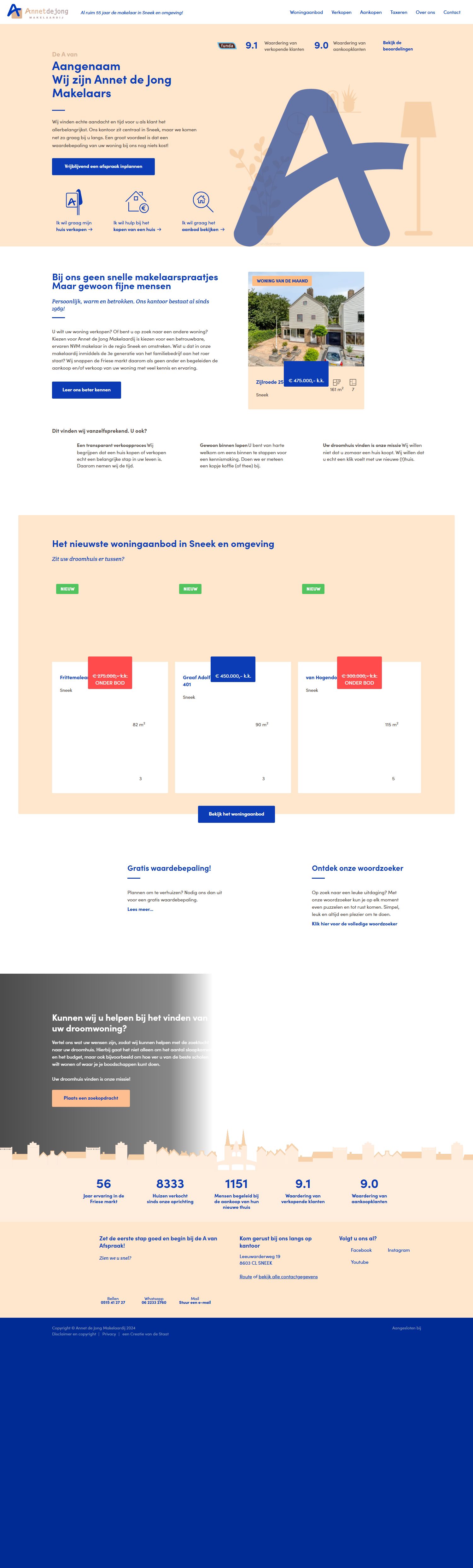 Capture d'écran du site web de www.annetdejongmakelaardij.nl
