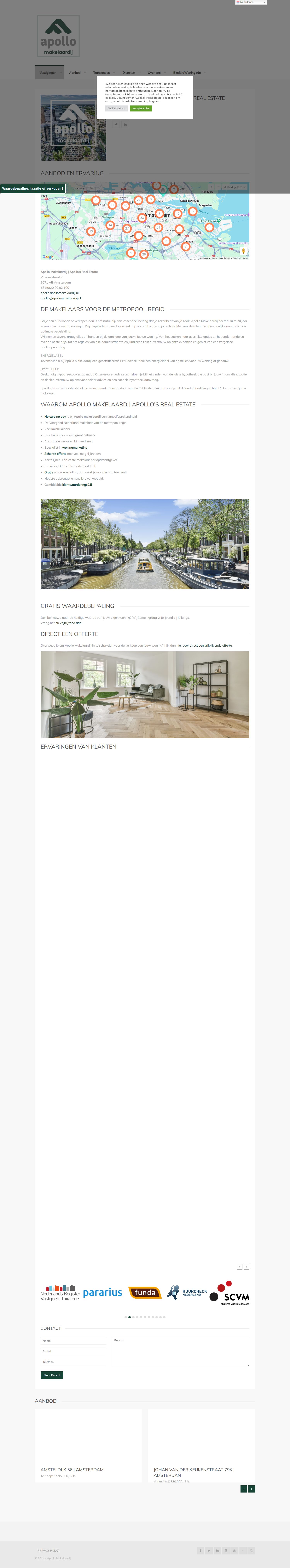 Screenshot van de website van www.apollomakelaardij.nl