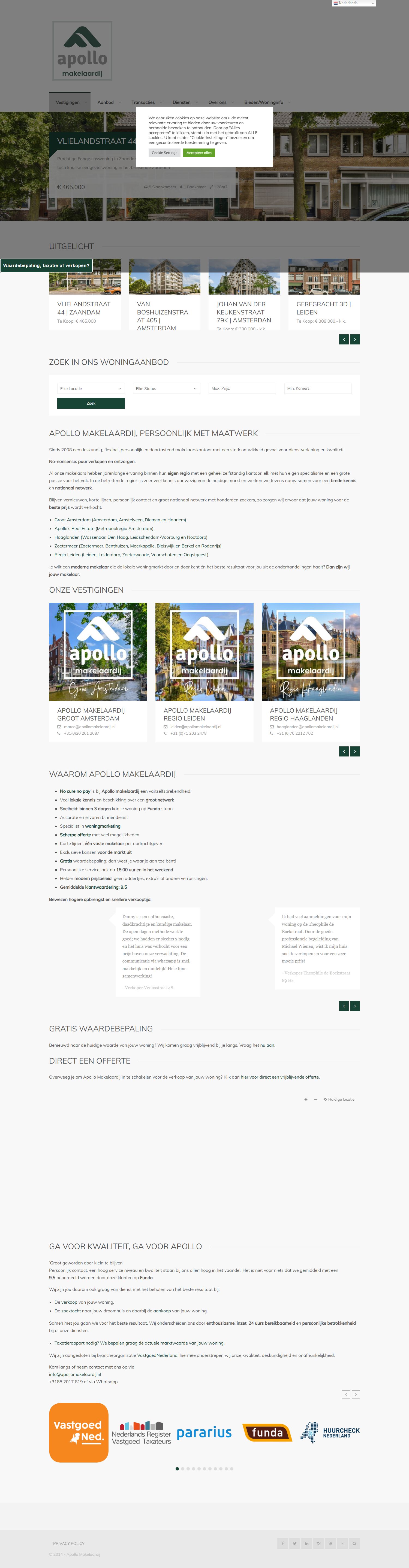 Screenshot van de website van www.apollomakelaardij.nl
