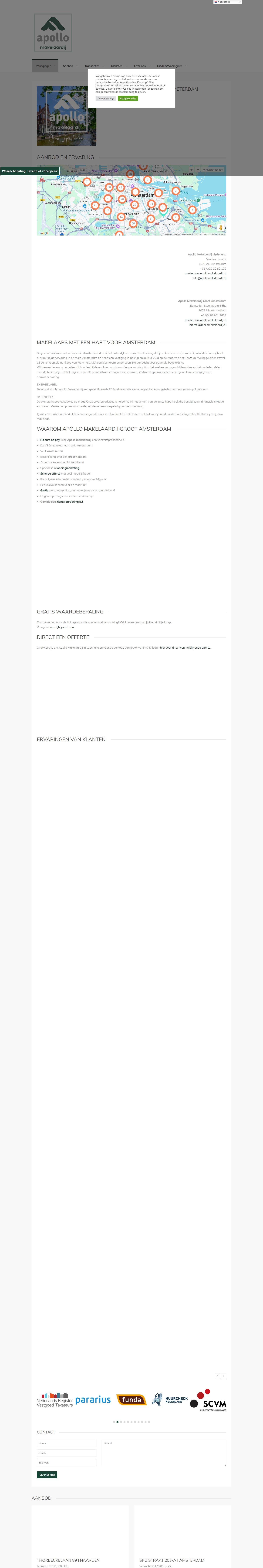 Screenshot van de website van amsterdam.apollomakelaardij.nl