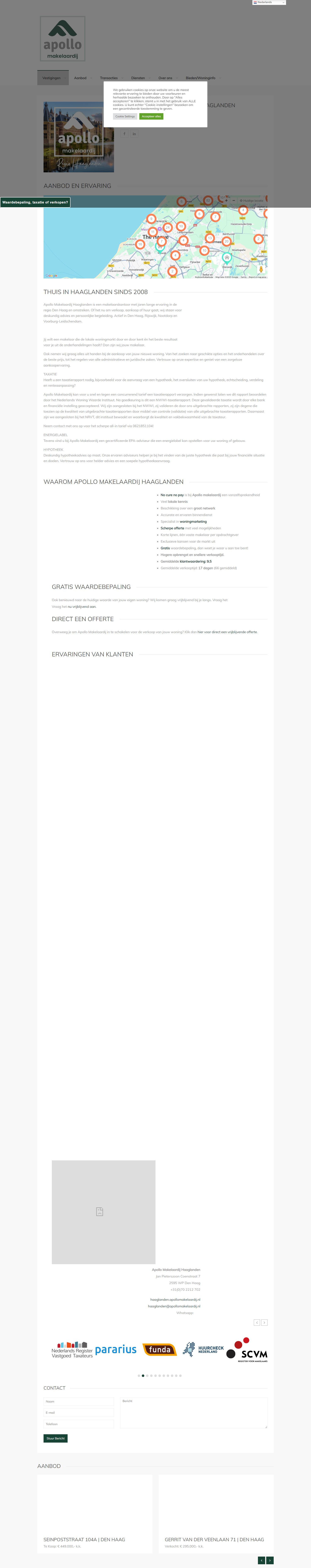 Screenshot van de website van haaglanden.apollomakelaardij.nl