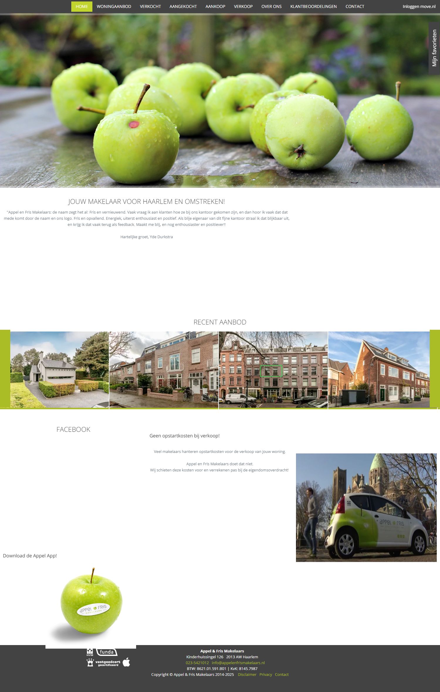 Screenshot van de website van www.appelenfrismakelaars.nl