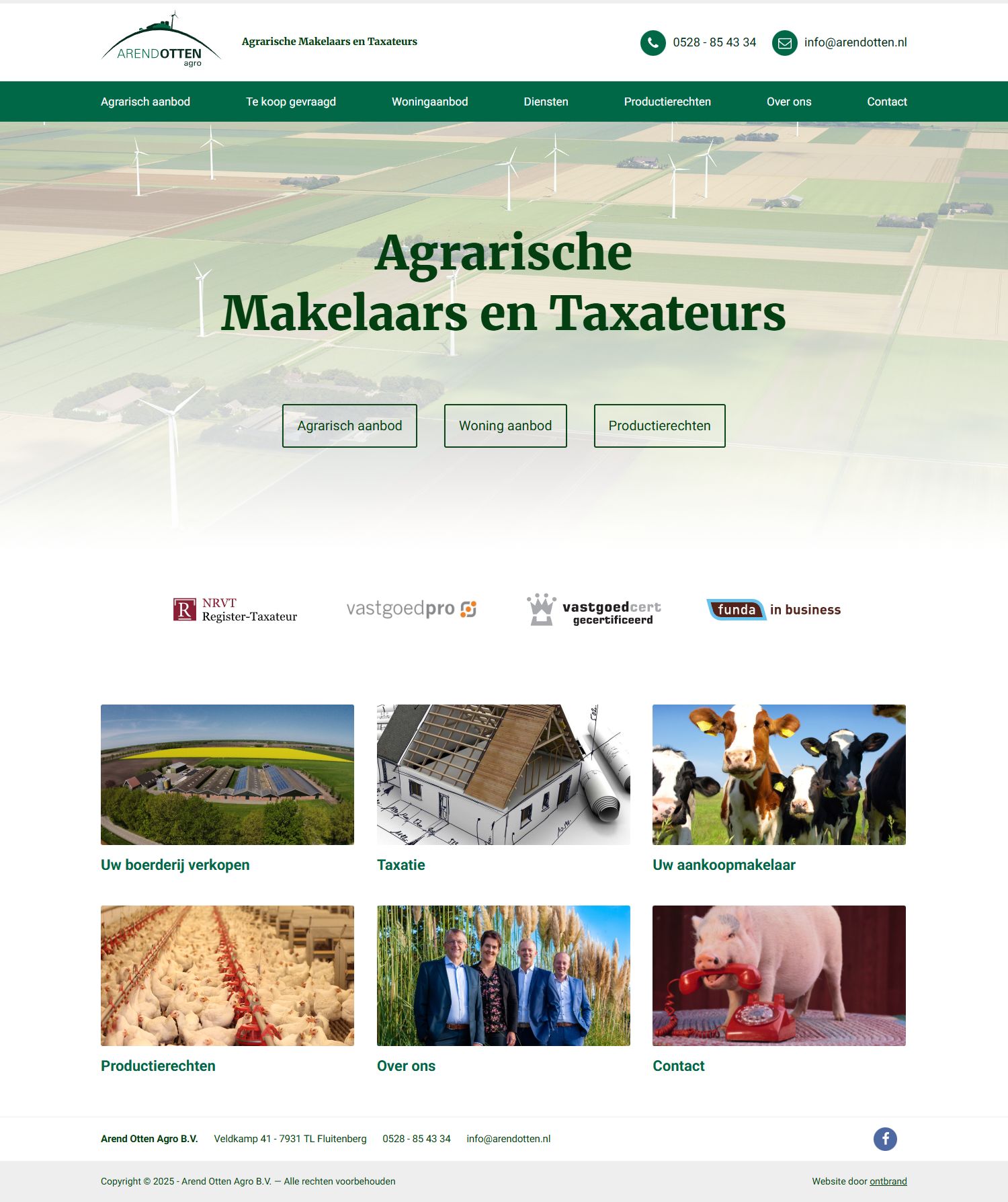 Screenshot of the website of www.arendotten.nl