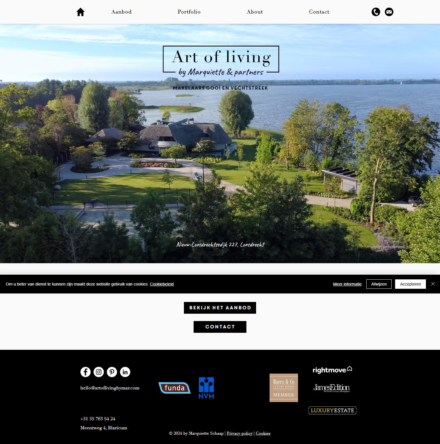 Screenshot der Website von www.artoflivingbymarquiette.com