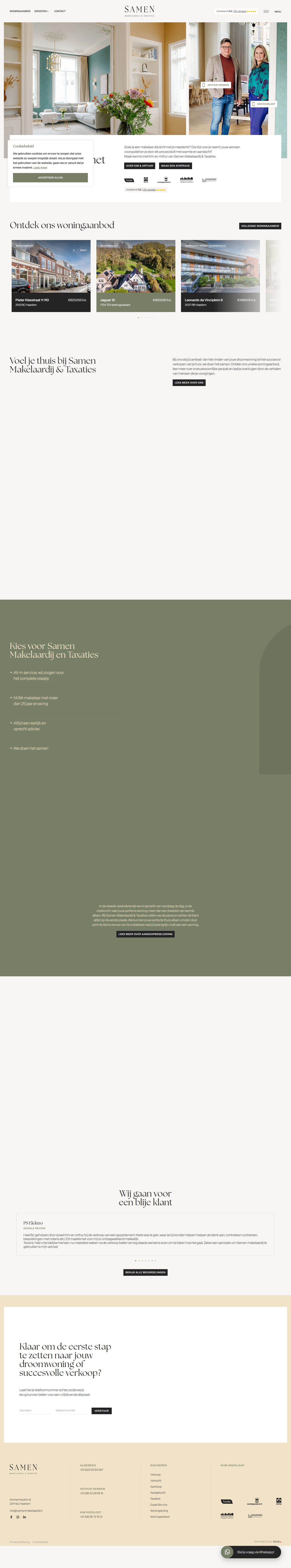 Screenshot of the website of www.arthurmakelaardij.nl