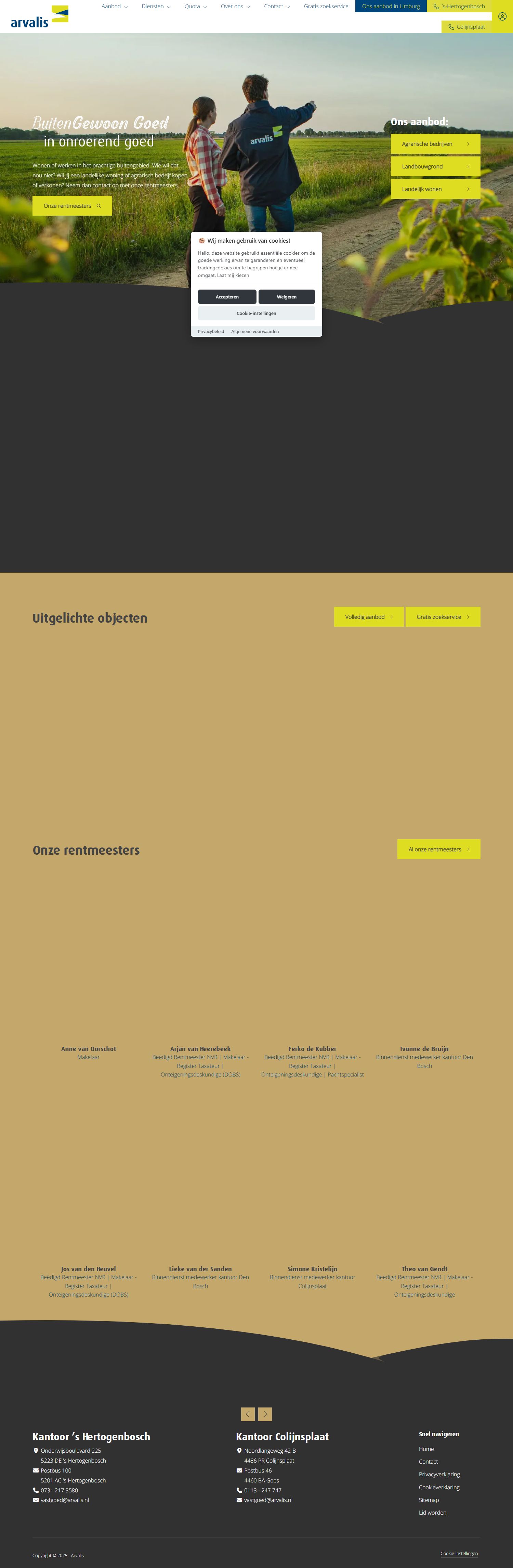 Screenshot der Website von www.arvalisvastgoed.nl
