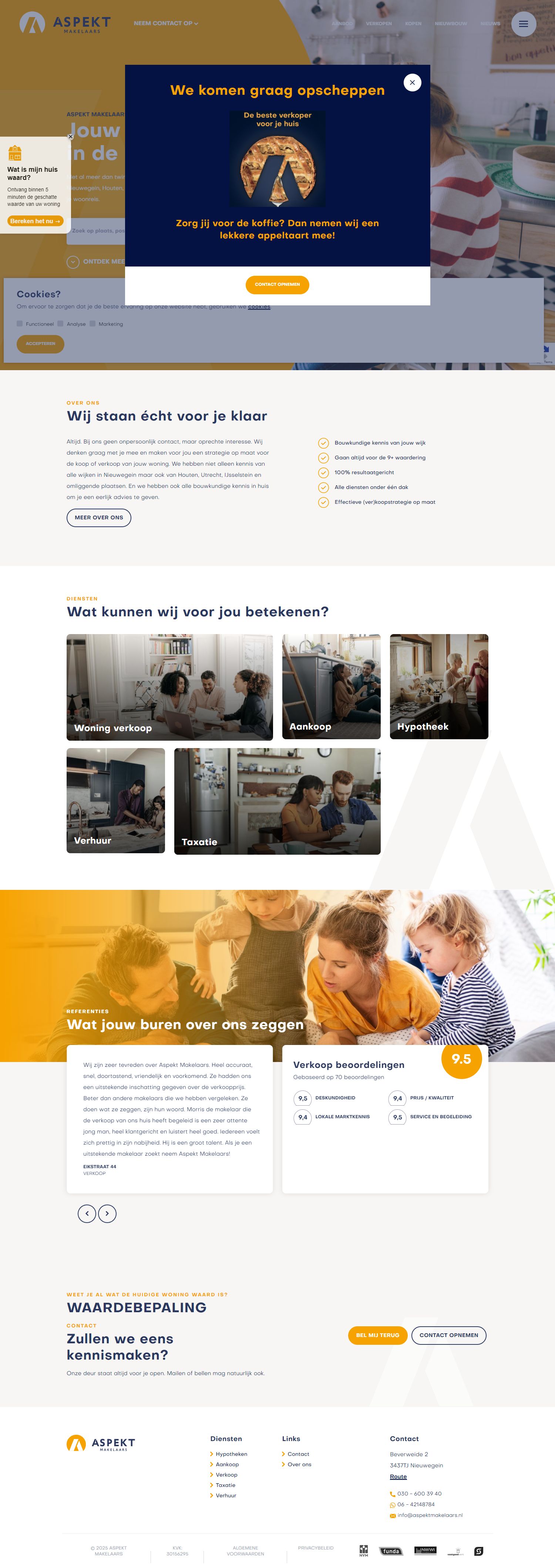 Screenshot van de website van www.aspektmakelaars.nl