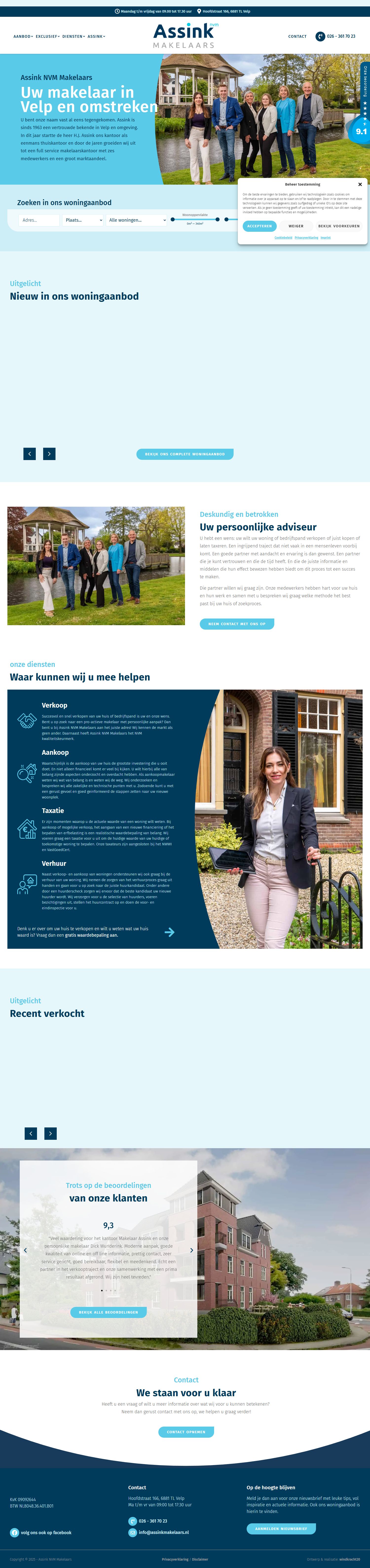 Screenshot van de website van www.assinkmakelaars.nl