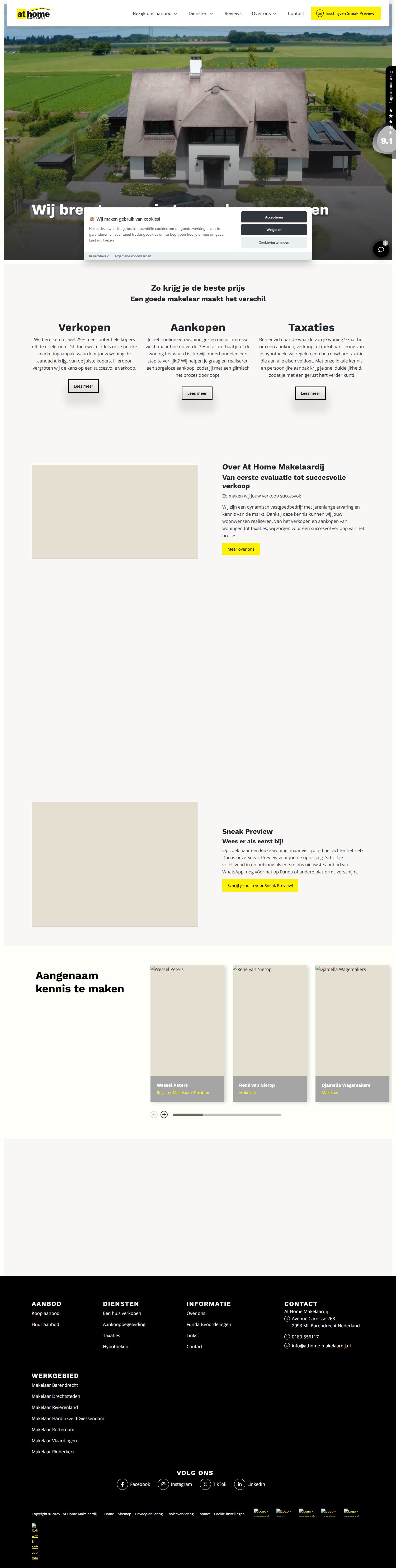 Screenshot van de website van www.athome-makelaardij.nl