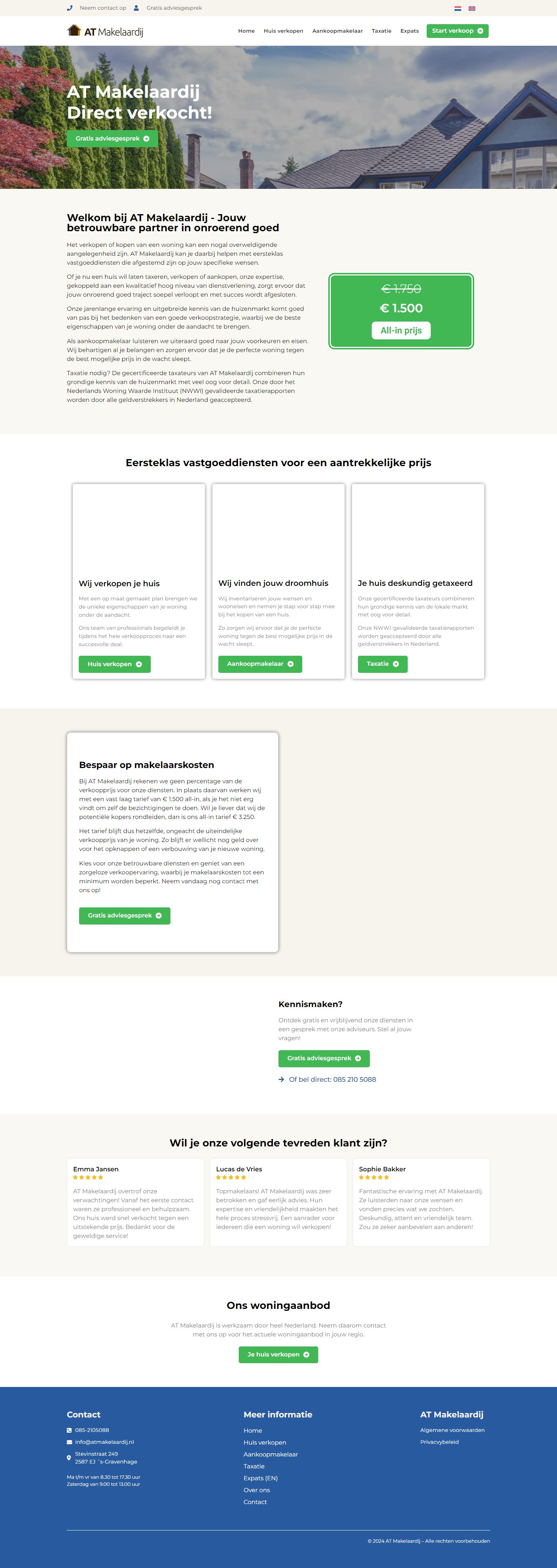 Screenshot van de website van www.atmakelaardij.nl