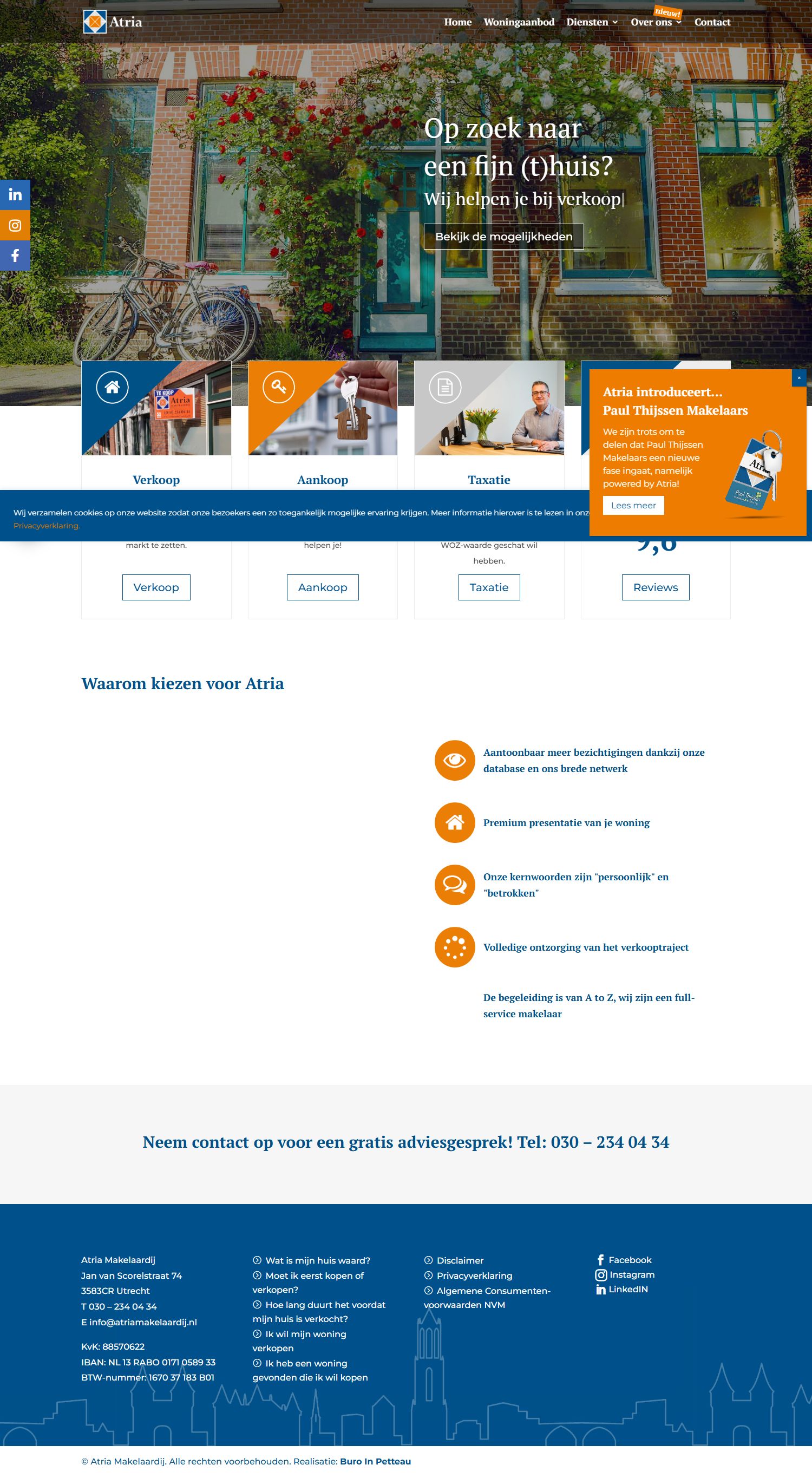 Screenshot of the website of www.atriamakelaardij.nl