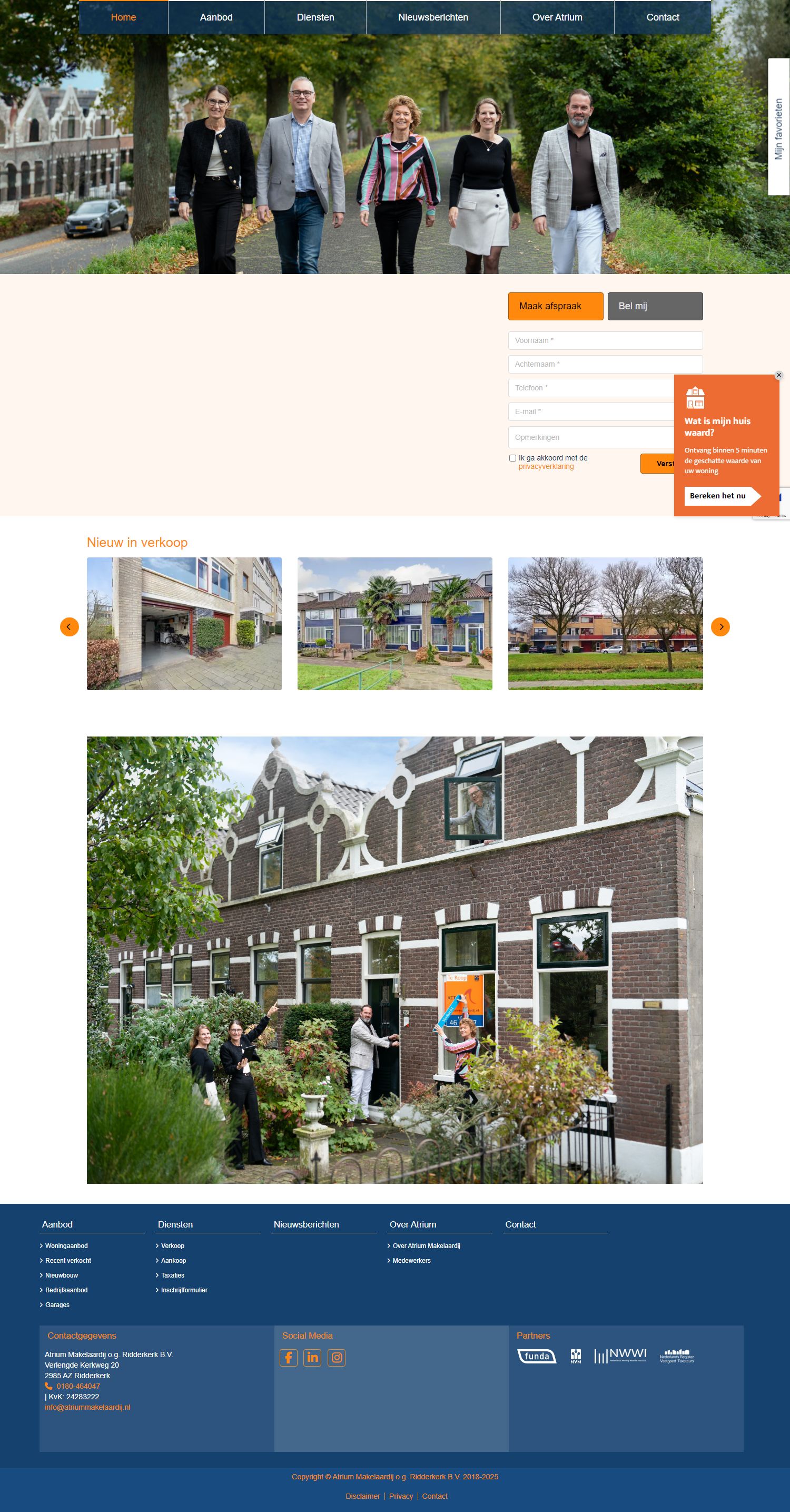 Screenshot van de website van www.atrium-makelaardij.nl