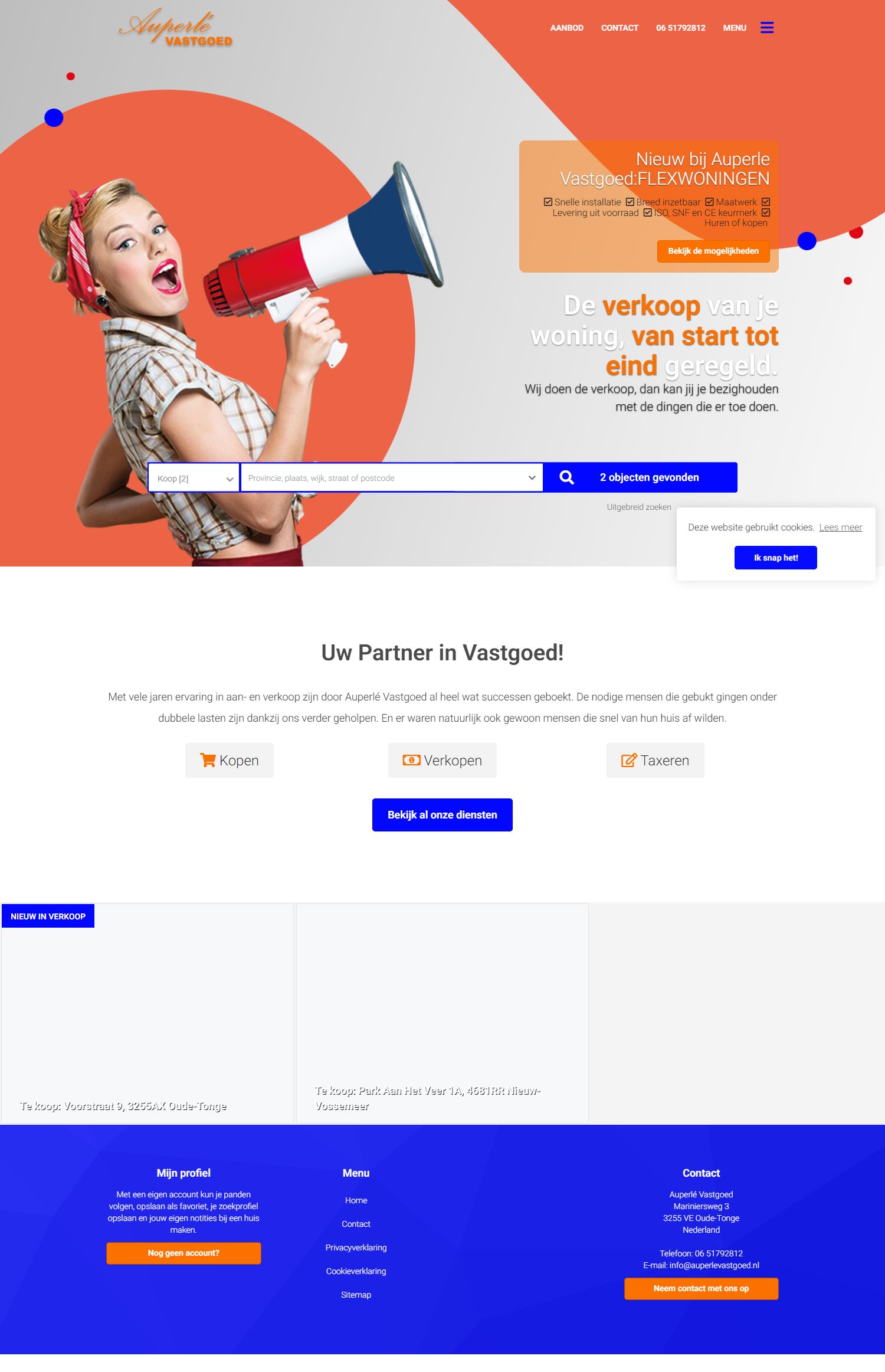 Capture d'écran du site web de www.auperlevastgoed.nl