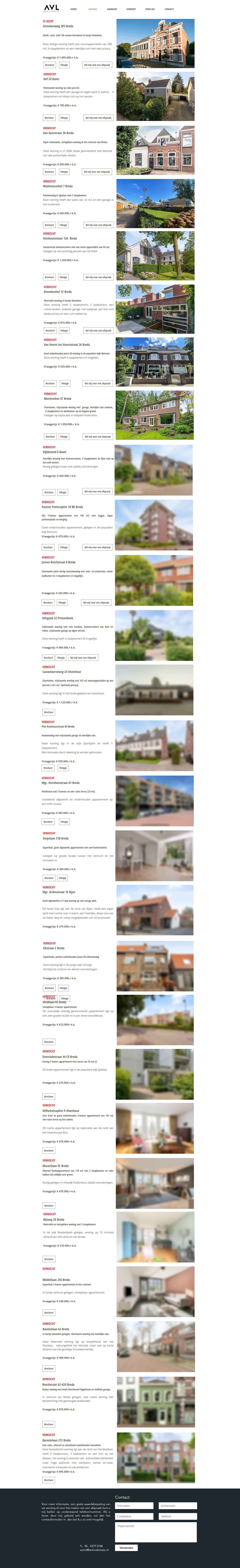 Screenshot van de website van www.avlrealestate.nl