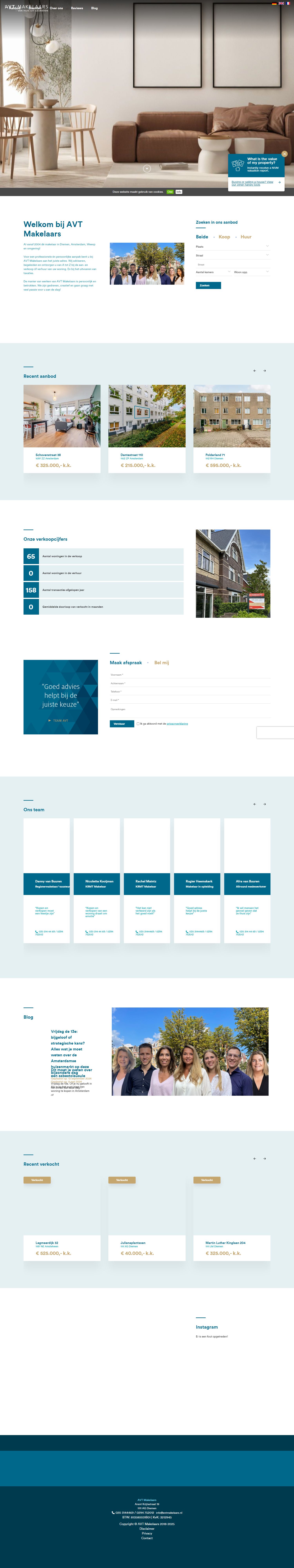 Screenshot van de website van www.avtmakelaars.nl