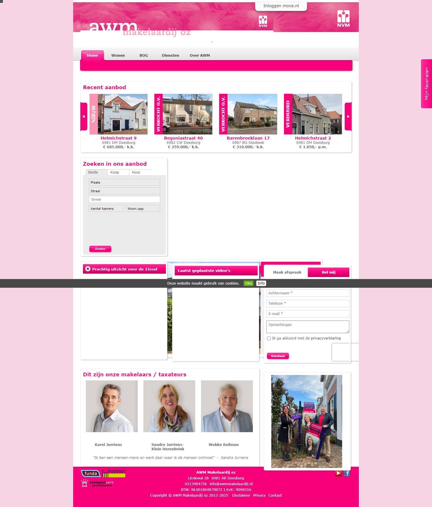Screenshot van de website van www.awmmakelaardij.nl