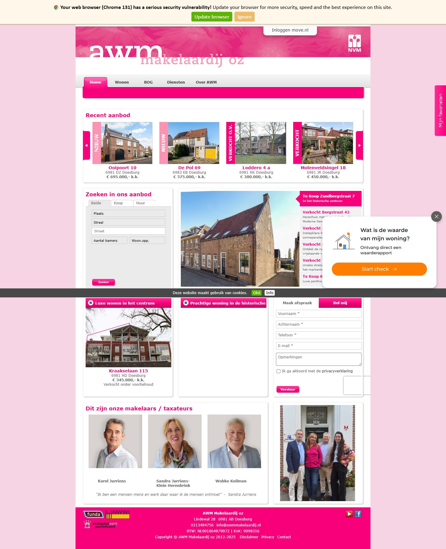 Screenshot of the website of www.awmmakelaardij.nl