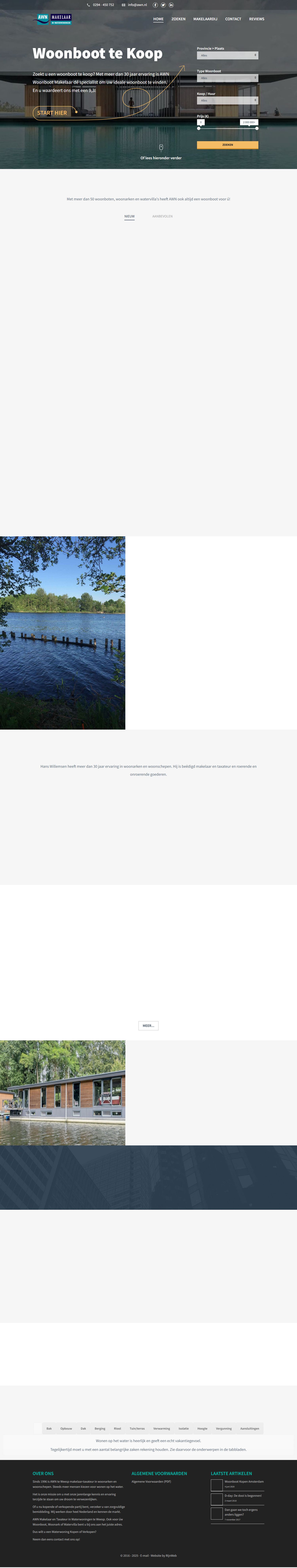 Screenshot of the website of www.awn.nl