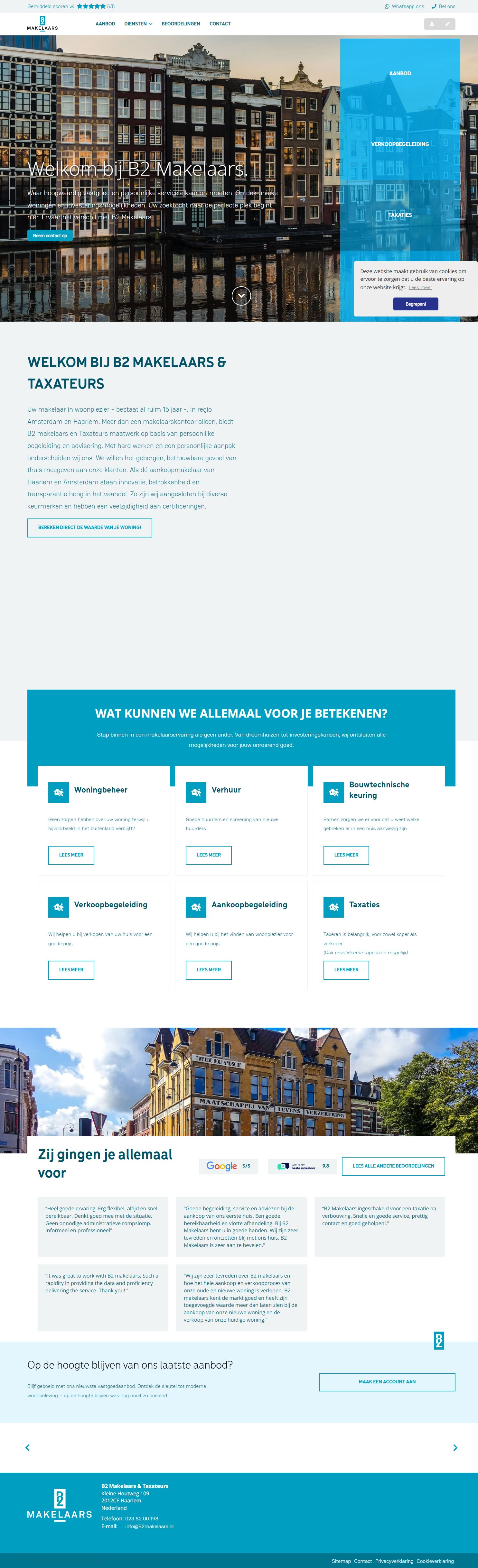 Screenshot of the website of www.b2makelaars.nl