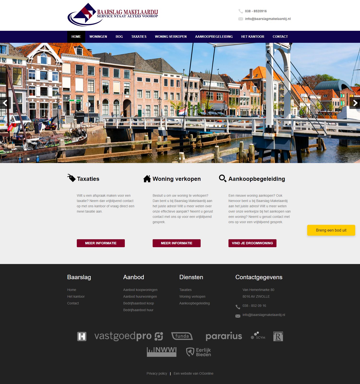 Screenshot van de website van www.baarslagmakelaardij.nl