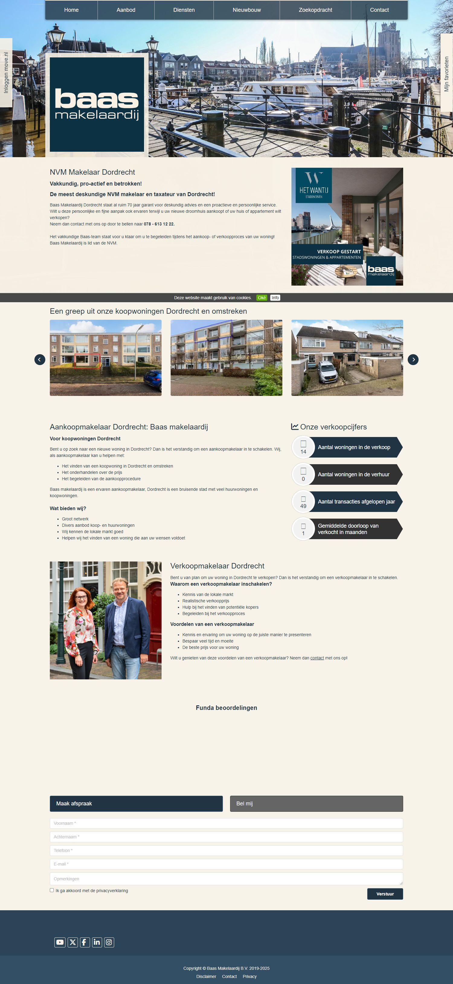 Screenshot van de website van www.baasmakelaardij.nl