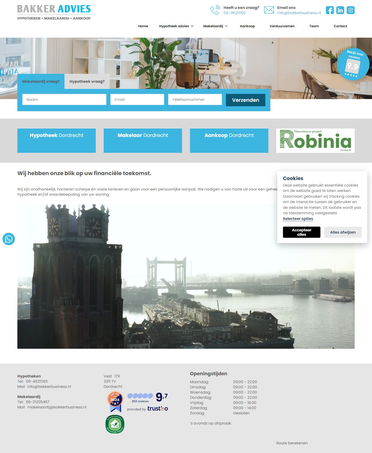 Screenshot van de website van www.bakkerbusiness.nl