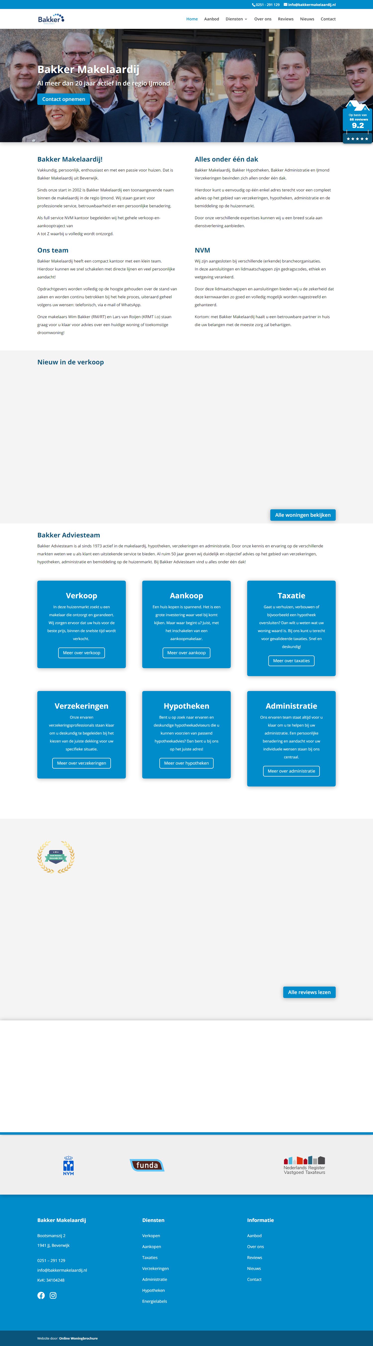 Screenshot van de website van www.bakkermakelaardij.com