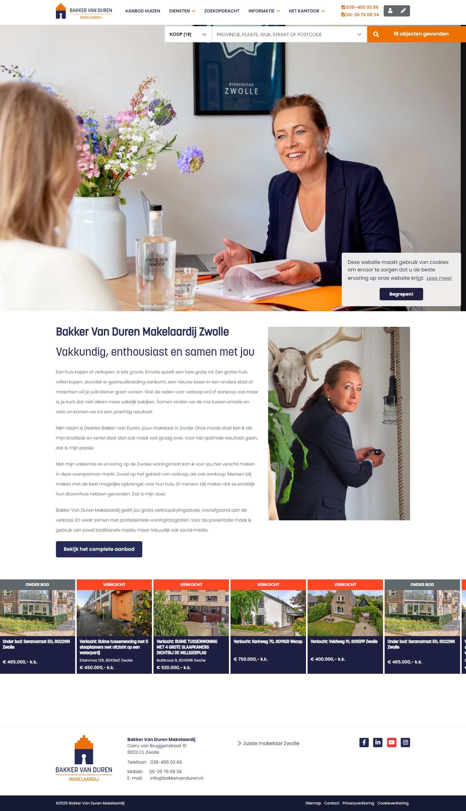 Screenshot van de website van www.bakkervanduren.nl