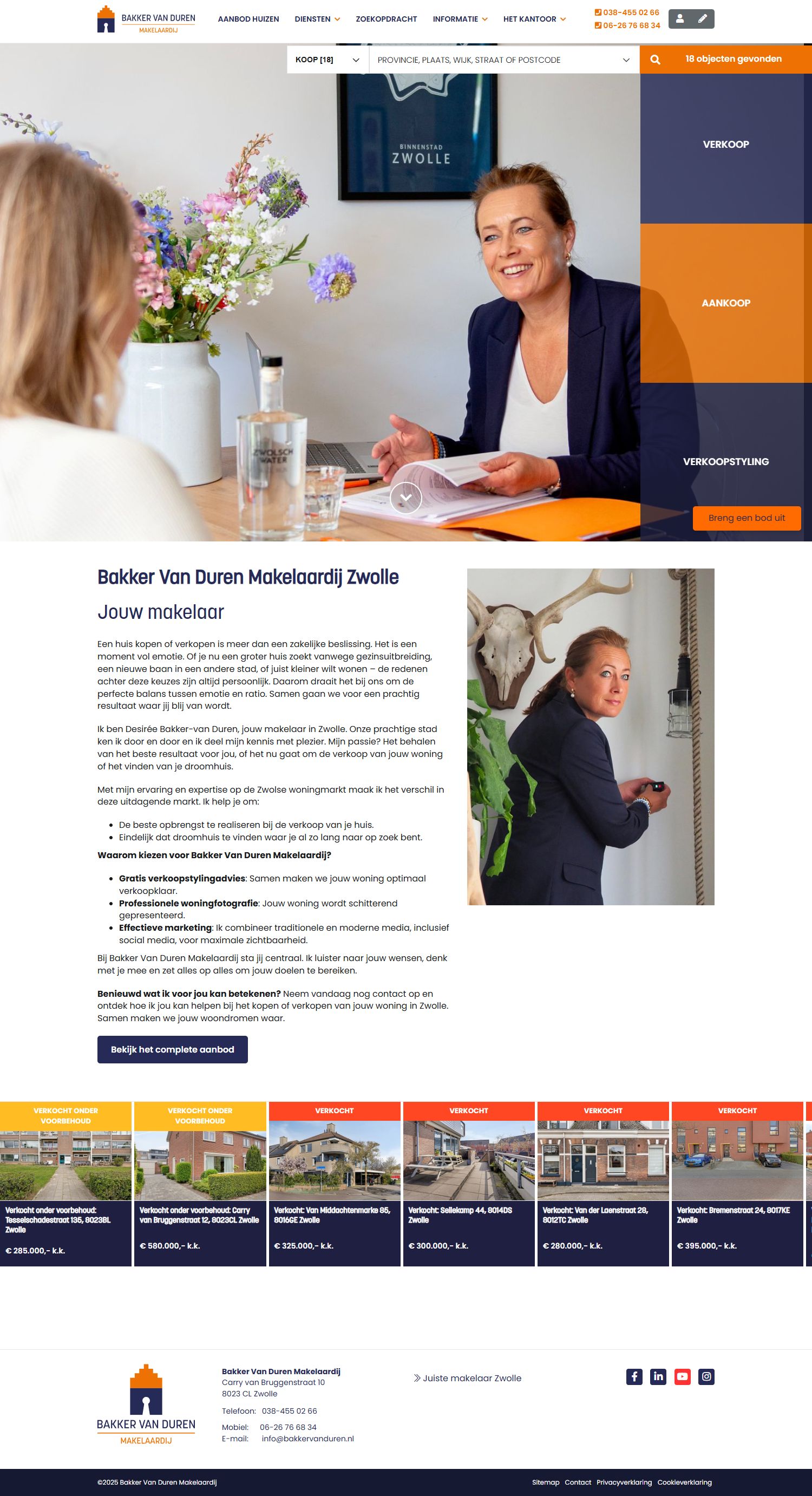 Screenshot van de website van bakkervanduren.nl