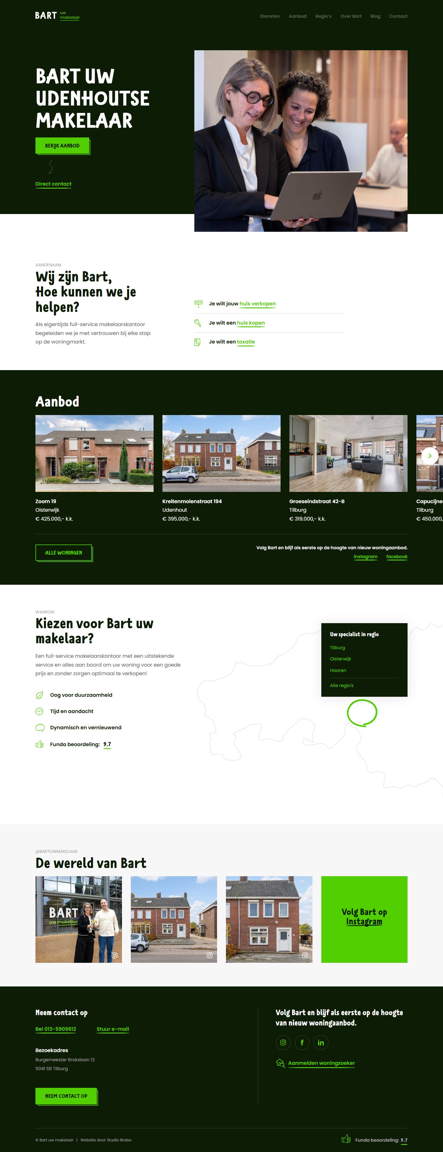 Screenshot van de website van www.bartuwmakelaar.nl