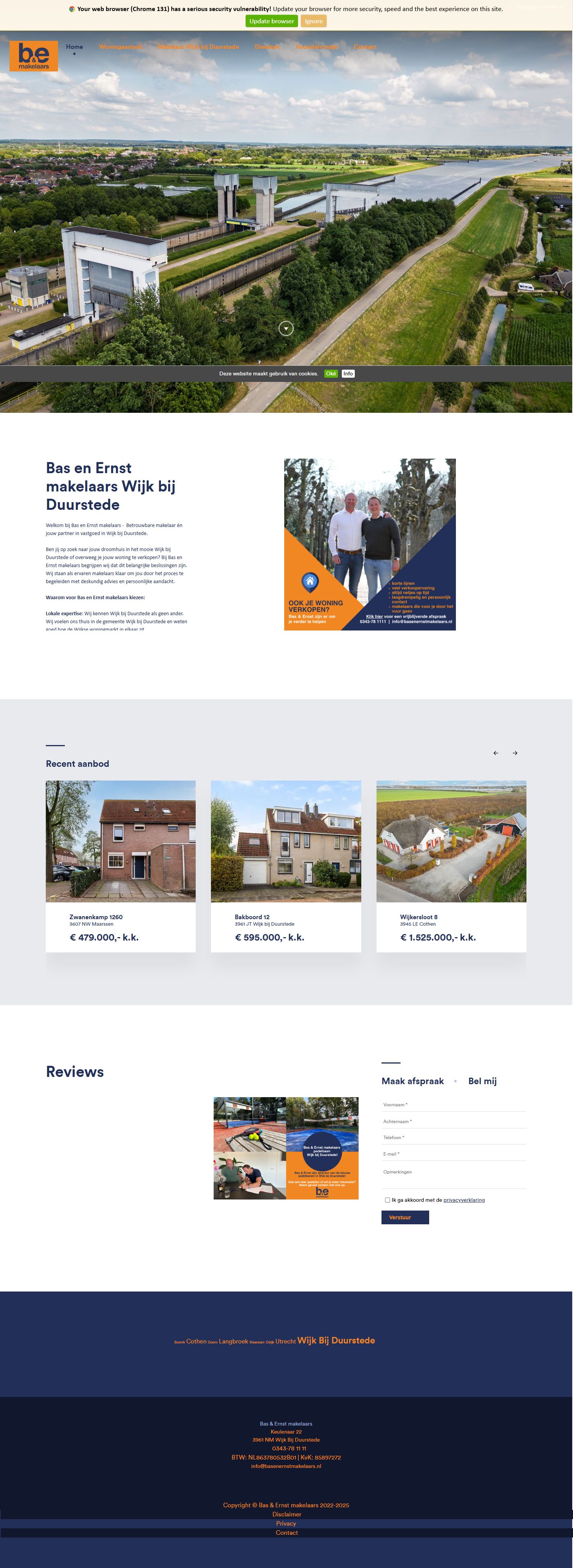 Screenshot of the website of www.basenernstmakelaars.nl