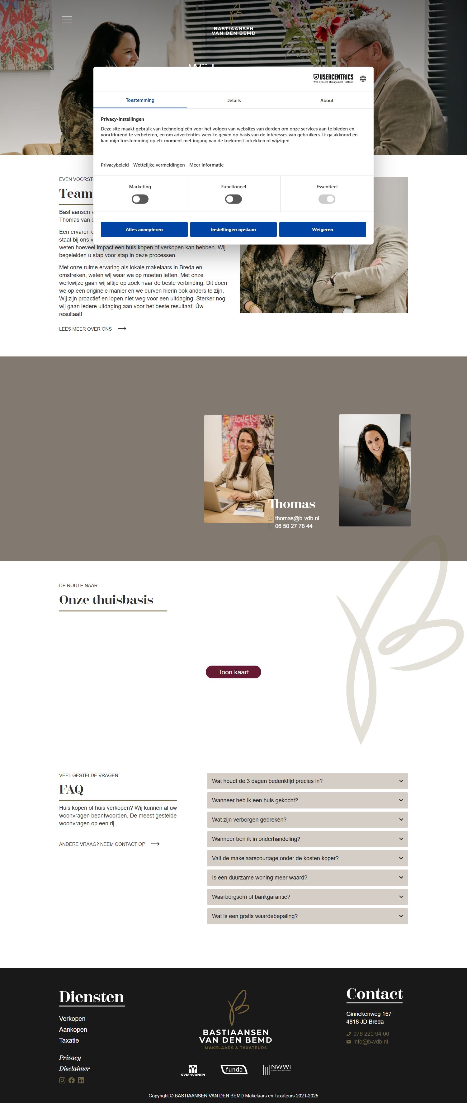 Screenshot van de website van bastiaansenvandenbemd.nl