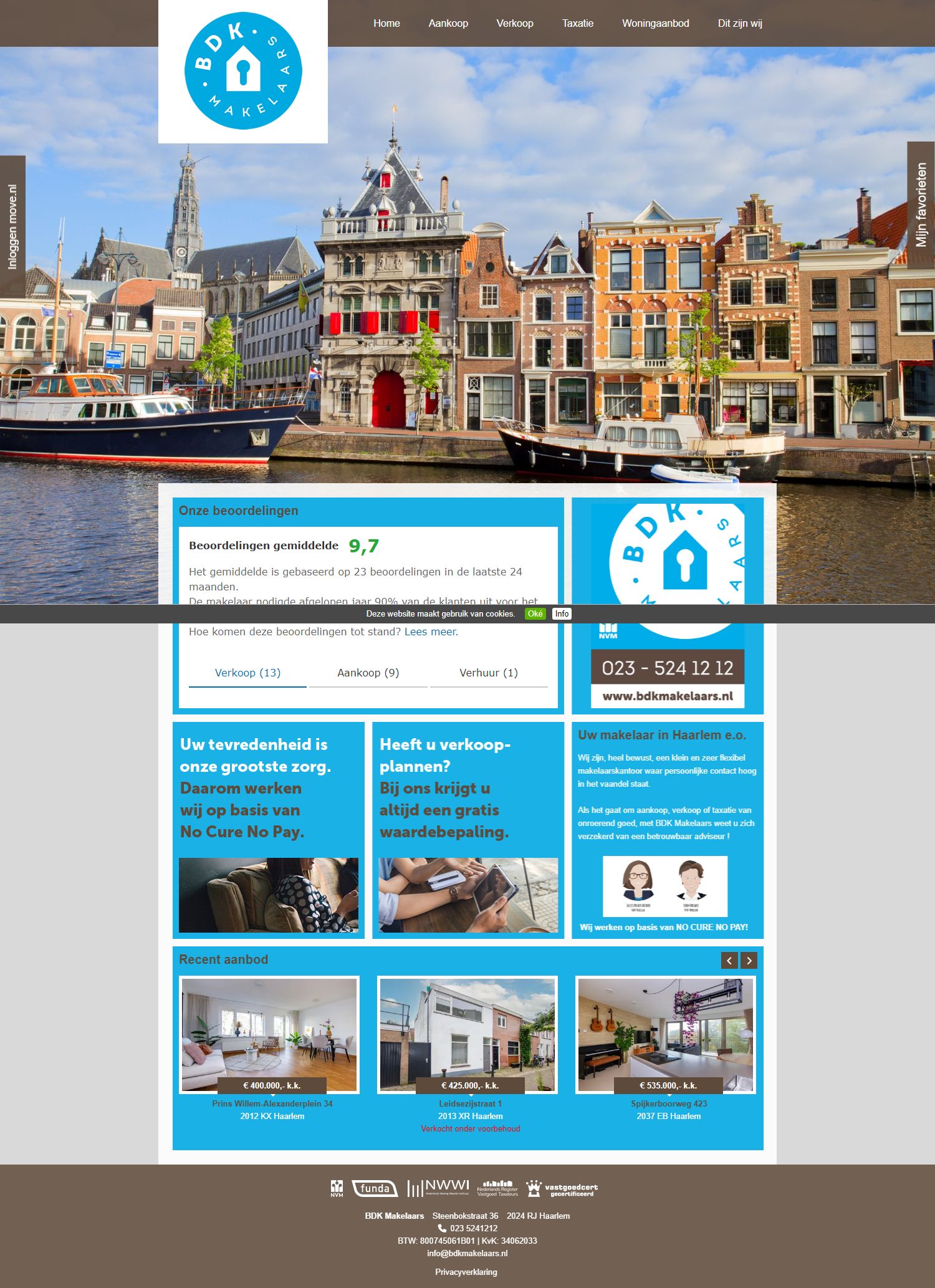 Screenshot van de website van www.bdkmakelaars.nl