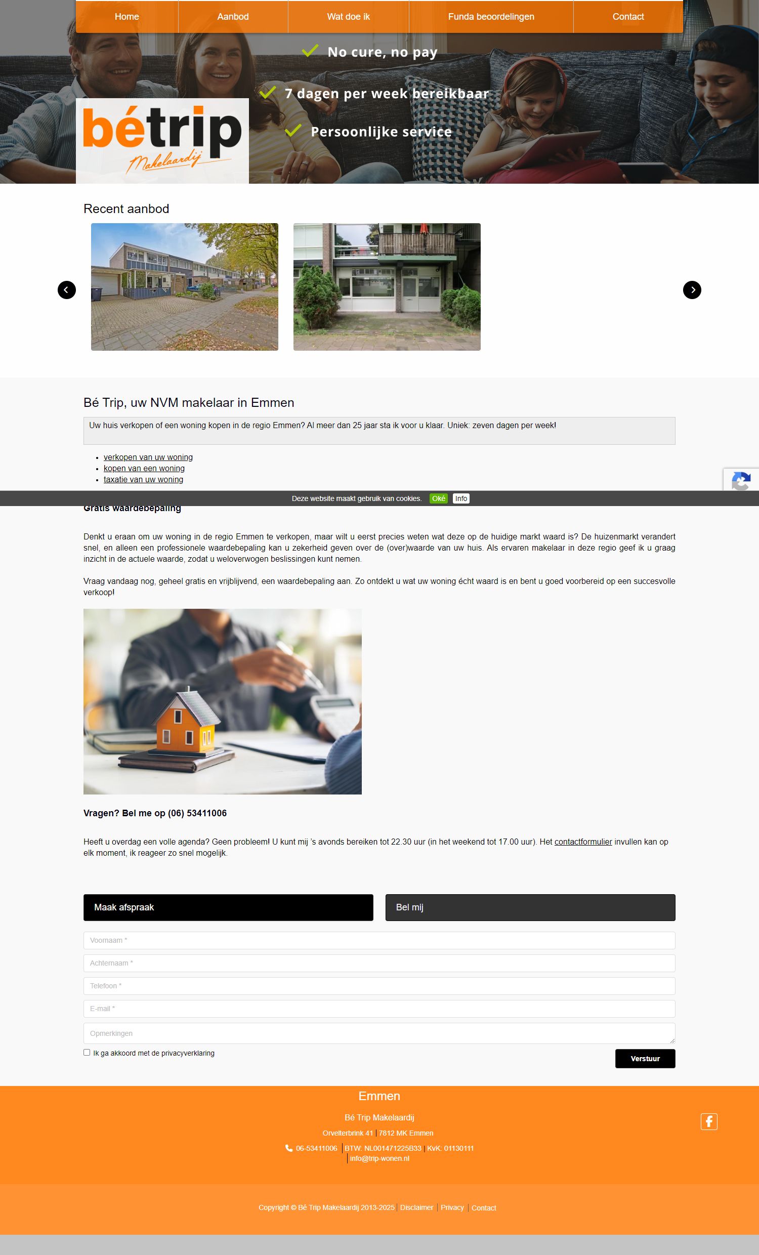 Screenshot van de website van www.trip-wonen.nl