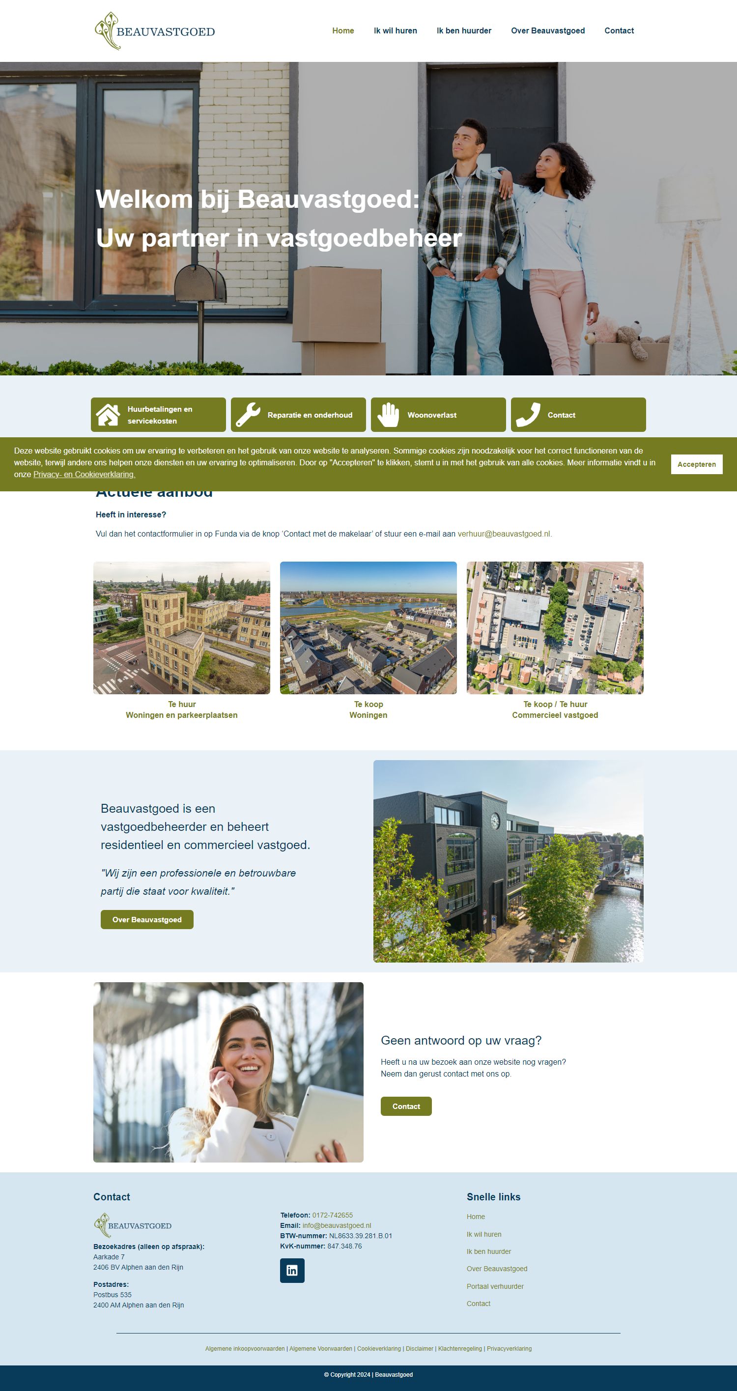 Screenshot van de website van www.beauvastgoed.nl