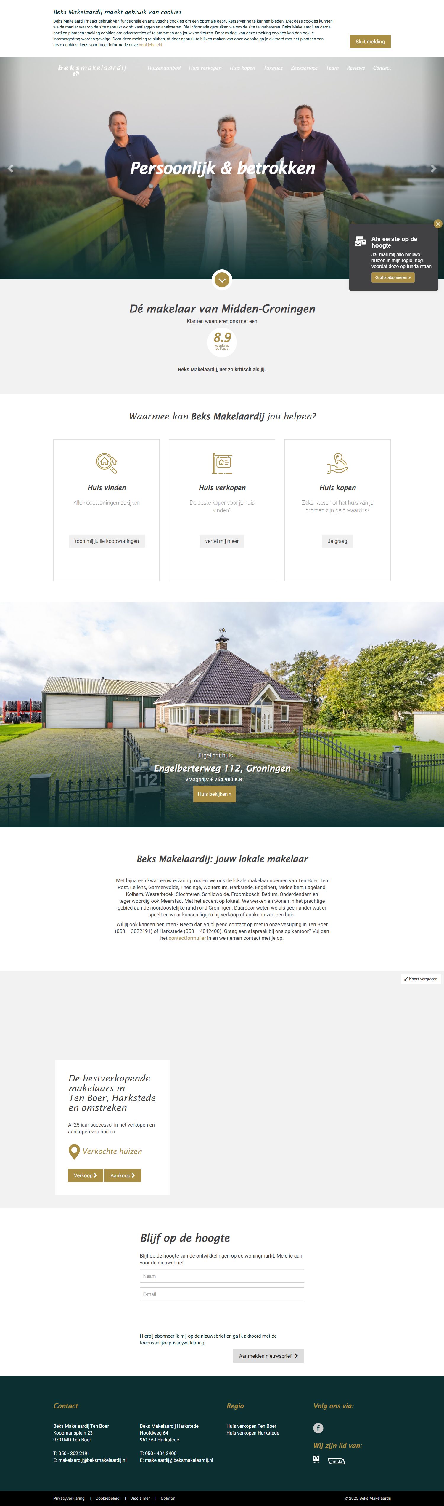 Screenshot of the website of www.beksmakelaardij.nl