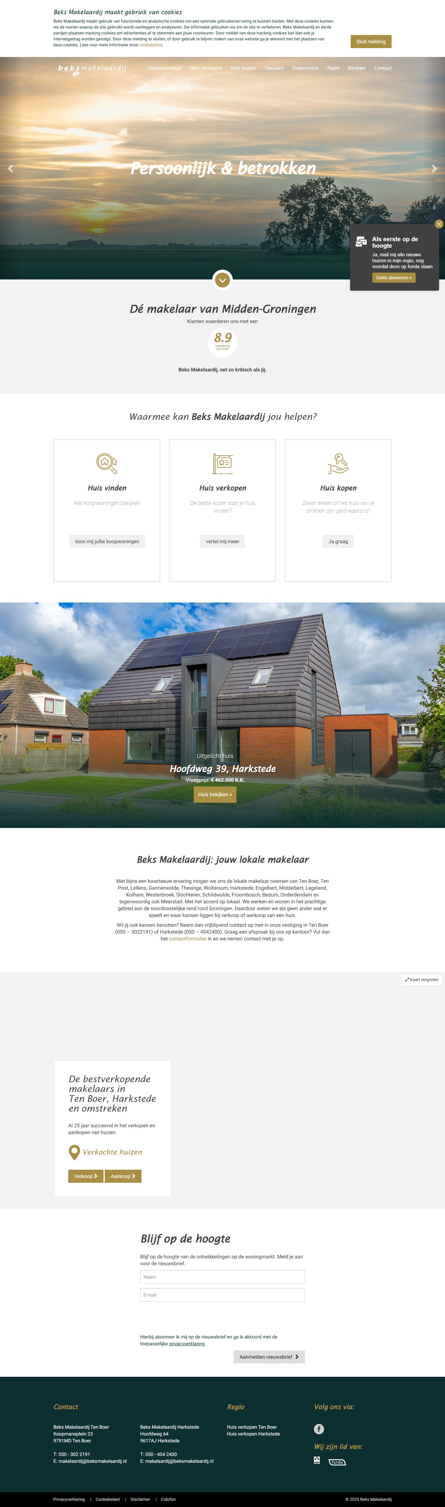 Screenshot of the website of www.beksmakelaardij.nl