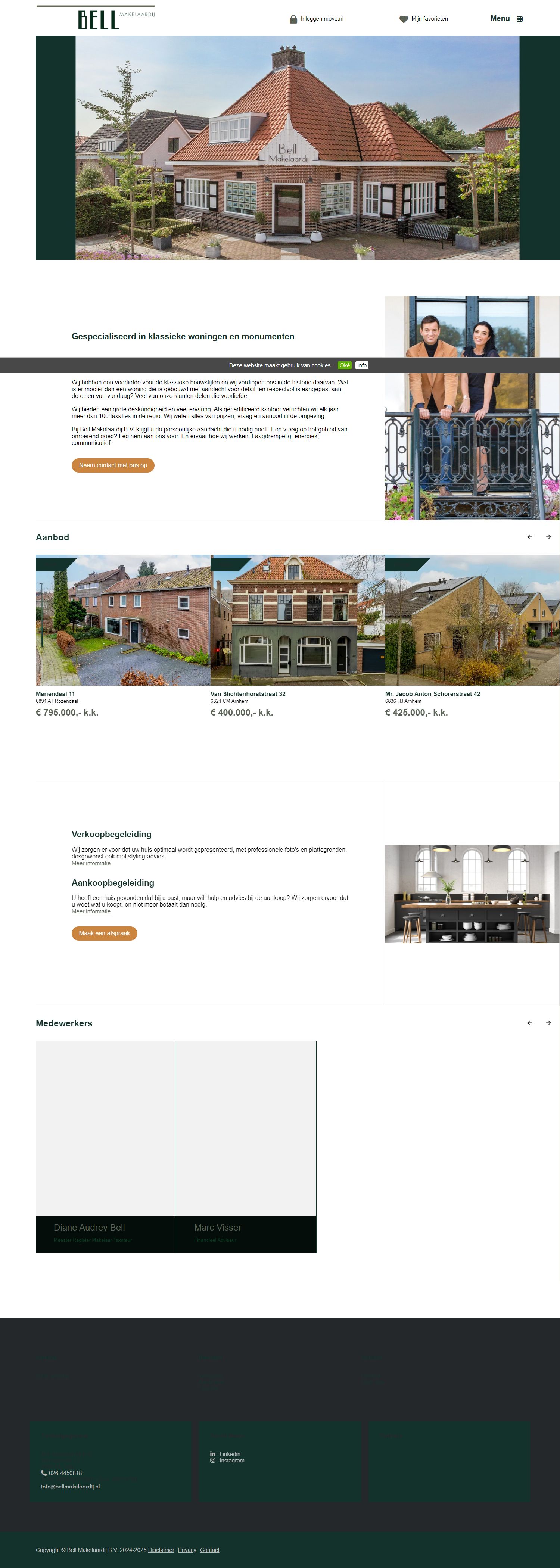 Screenshot van de website van www.bellmakelaardij.nl
