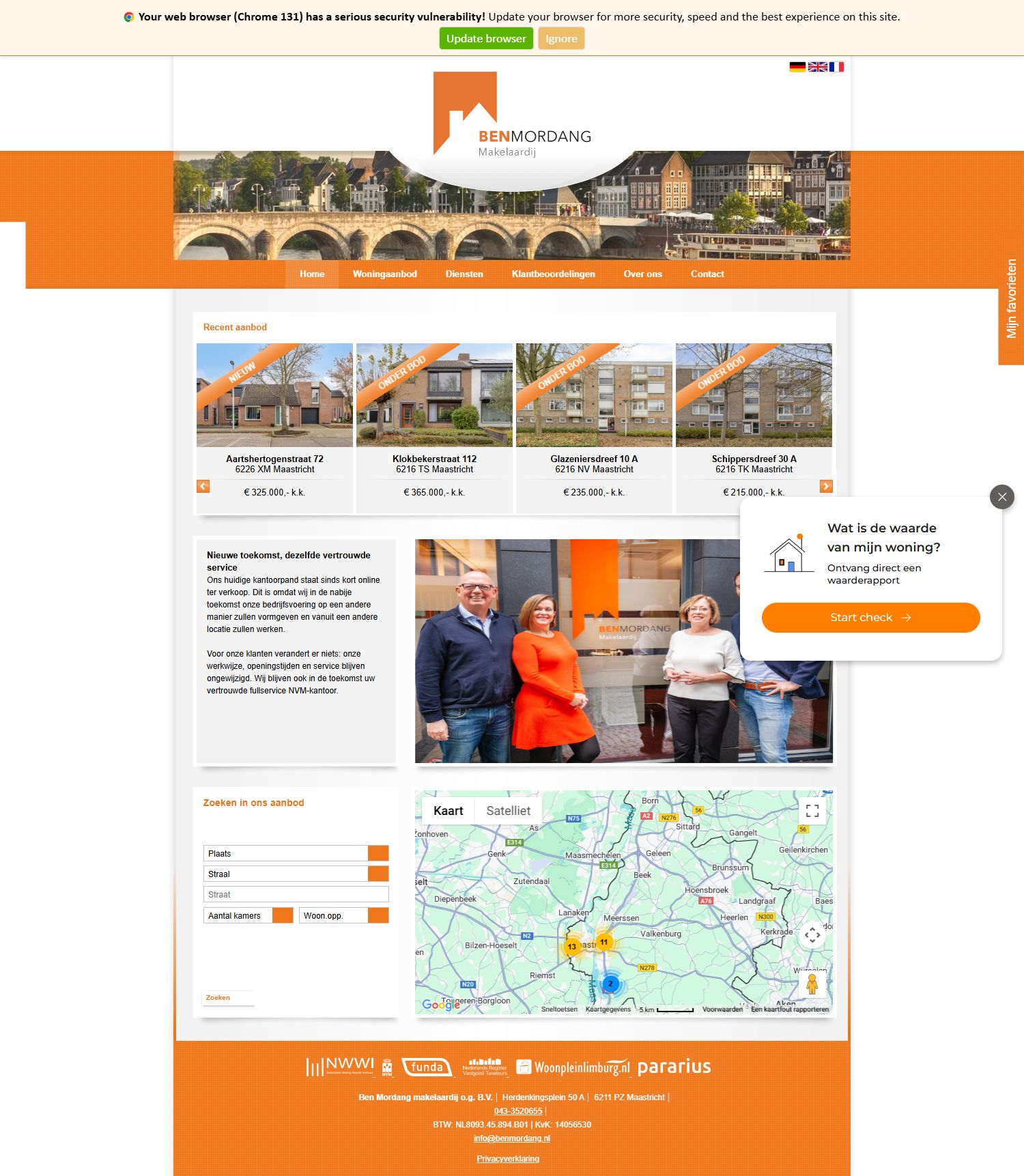 Screenshot of the website of www.benmordang.nl