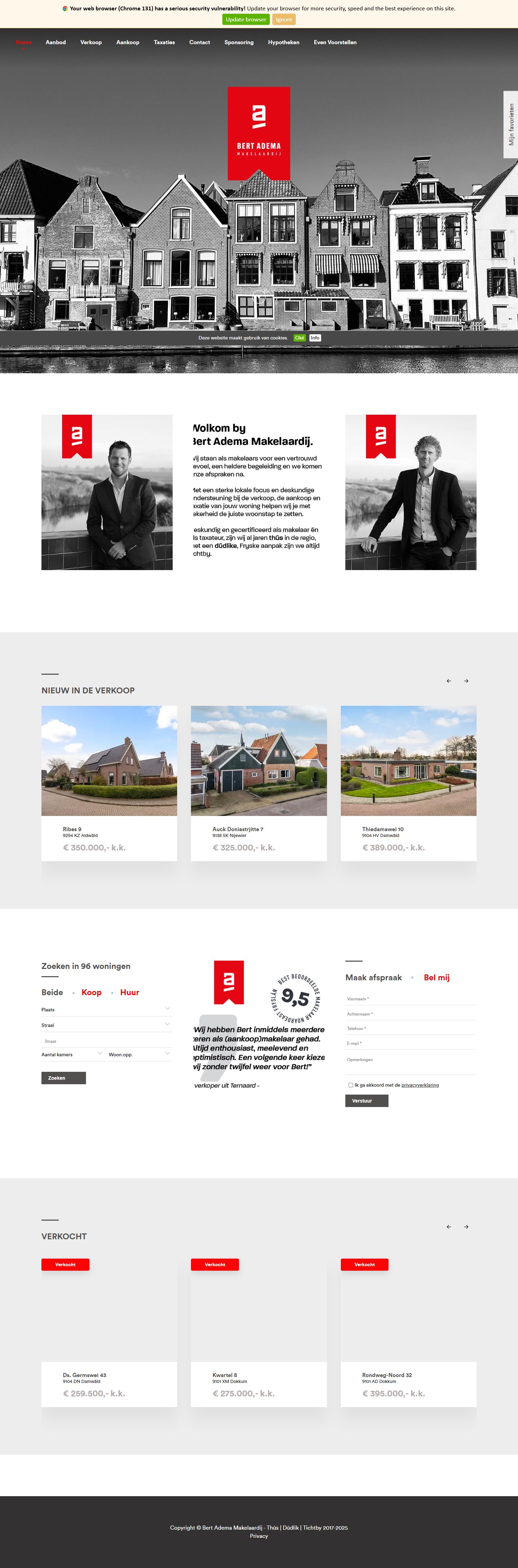 Capture d'écran du site web de bertadema.nl