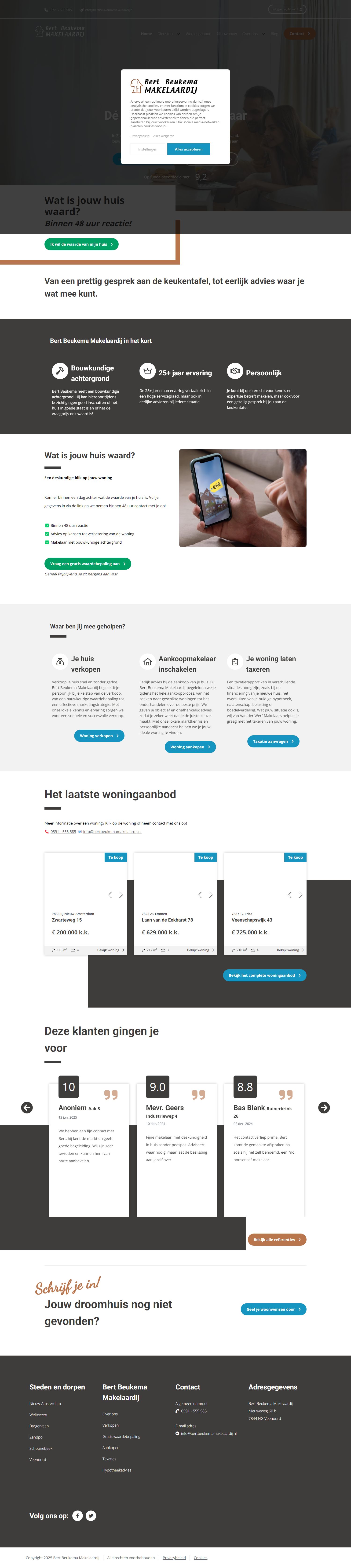 Screenshot van de website van www.bertbeukemamakelaardij.nl