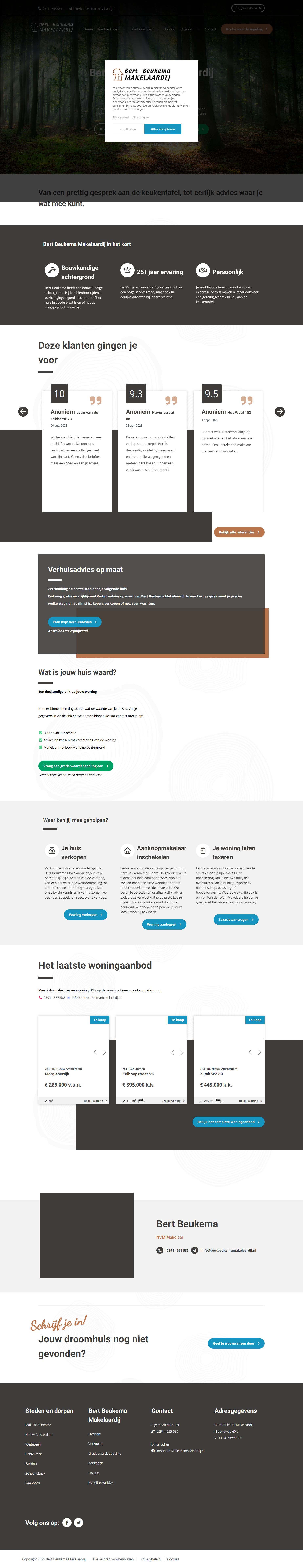 Screenshot of the website of www.bertbeukemamakelaardij.nl