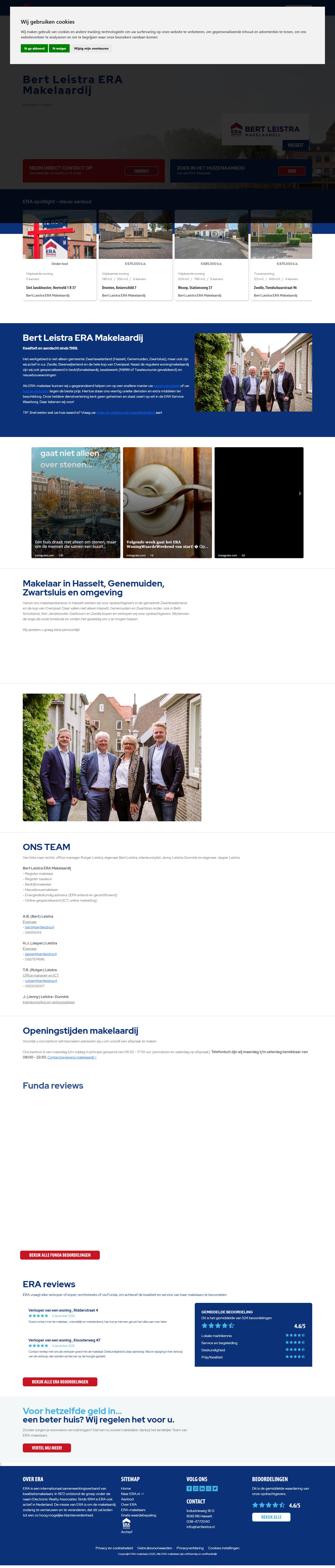 Screenshot of the website of www.bertleistra.nl