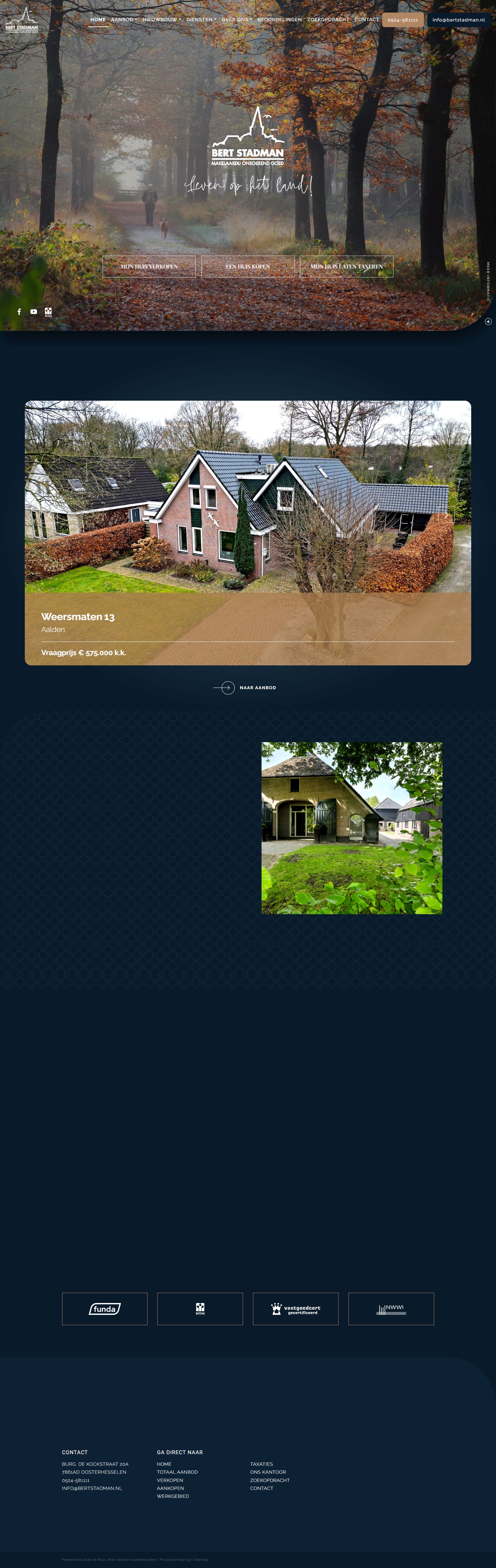 Screenshot of the website of www.bertstadman.nl